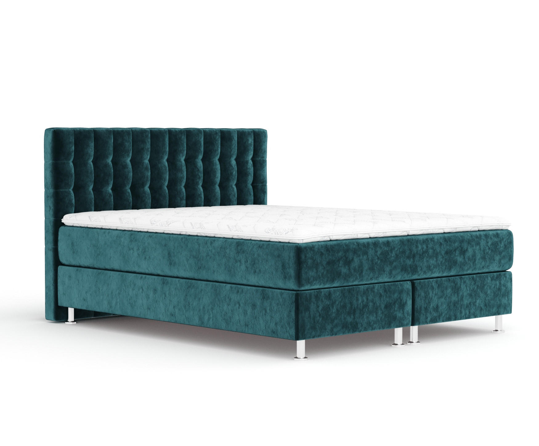 BOXSPRINGBETT Sorrento Türkisfarben 140/200 cm mit Latex-Topper - Türkis/Silberfarben, Holz/Holzwerkstoff (140/200cm) - Maison de Reve