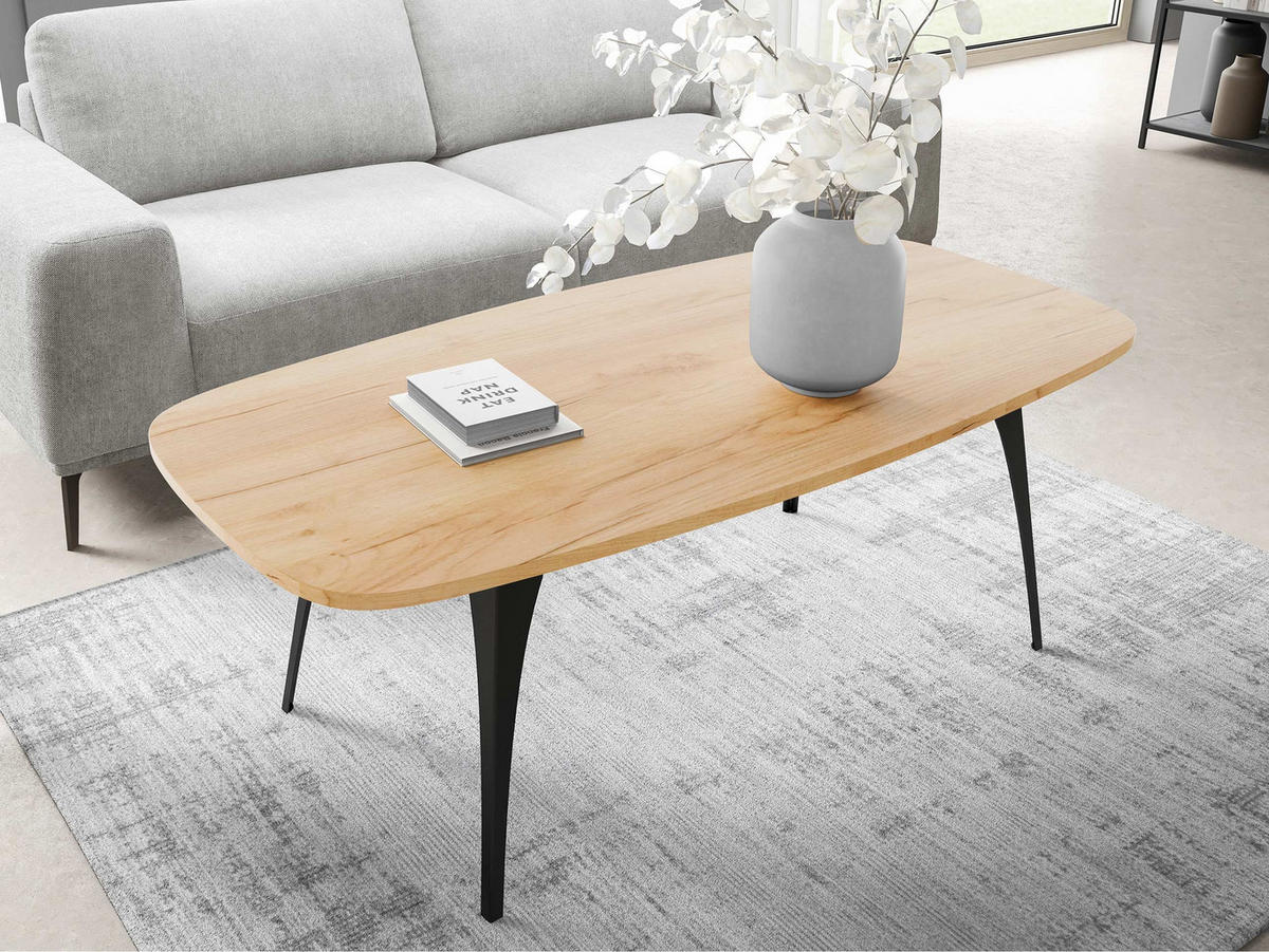 COUCHTISCH Fabiola - Eichefarben/Schwarz, Holzwerkstoff/Metall (60/120/45cm) - MIRJAN24