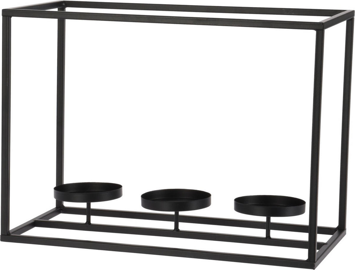 KERZENHALTER Cedric Schwarz 36/18/26 cm Metall - Schwarz, Metall (26cm) - Mondex