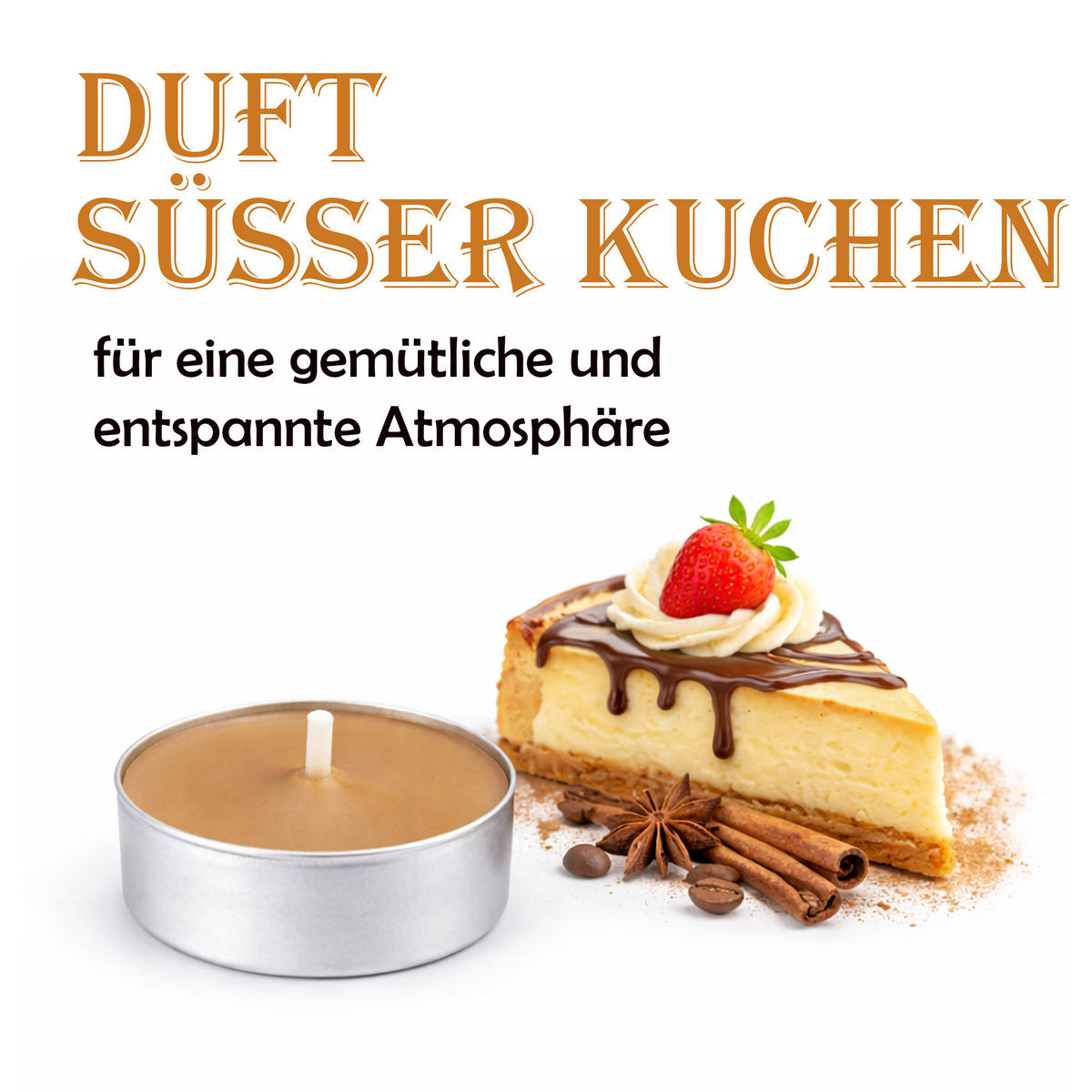 TEELICHT mit Duft - Kuchen - 54er Pack - Braun, Naturmaterialien (4/1.5/4cm) - HS Candle