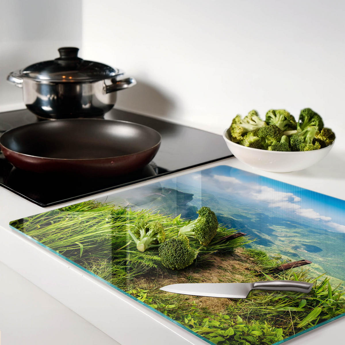 GLASPLATTE 60x52 cm Die Spitze des Pfades - Grün, Glas (60/0.4/52cm) - TULUP