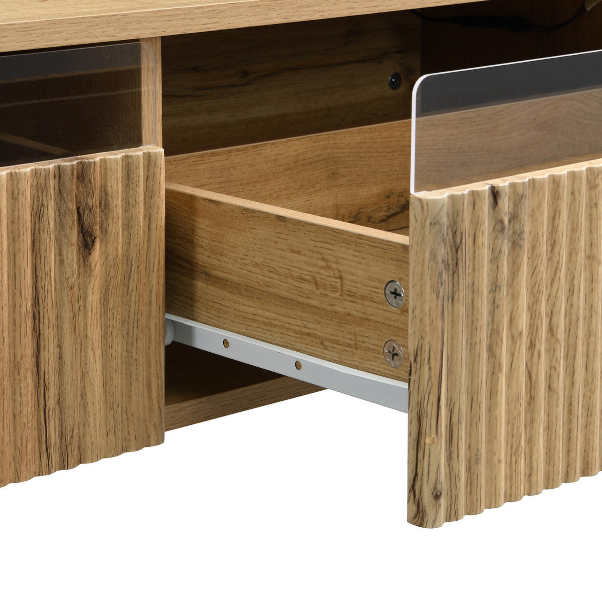 COUCHTISCH aus MDF 110x50x40 cm in Naturfarben mit LED-Beleuchtung - Naturfarben, Holzwerkstoff (110/50/40cm) - Modfu