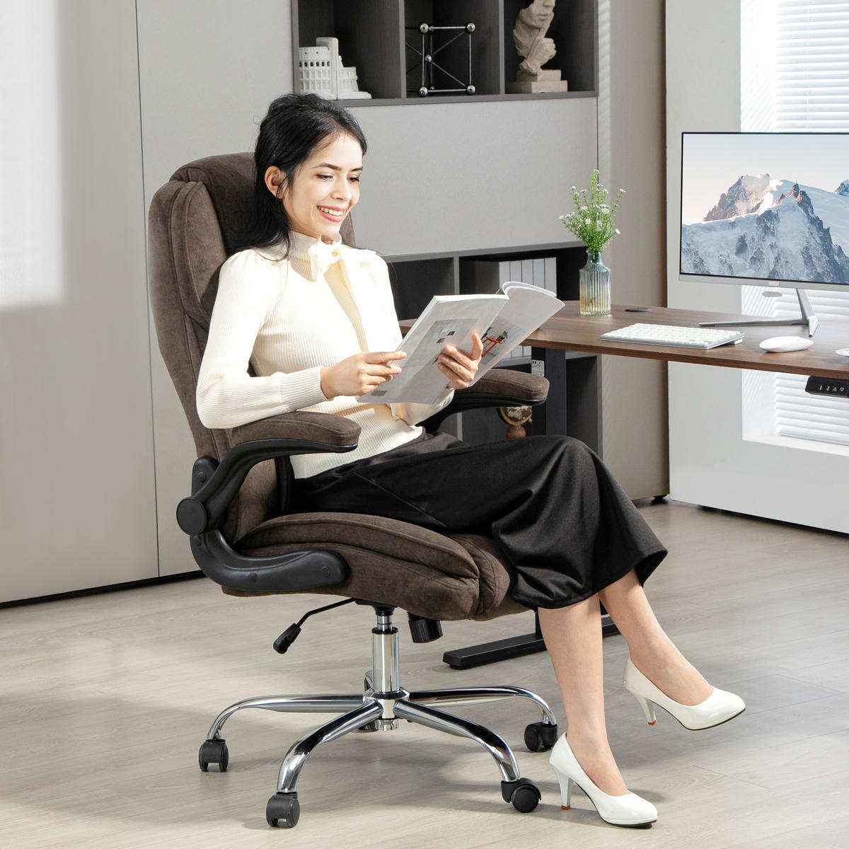 DREHSTUHL DE-11752 70/70/114-122 cm Braun - Braun, Textil (70/122/70cm) - ComfortXL