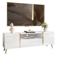 TV-ELEMENT ONYX AUF GOLDENEN BEINEN HOCHGLANZ 158 CM PUSH OPEN - Weiß, Holzwerkstoff (158/53/41.3cm) - Lookway