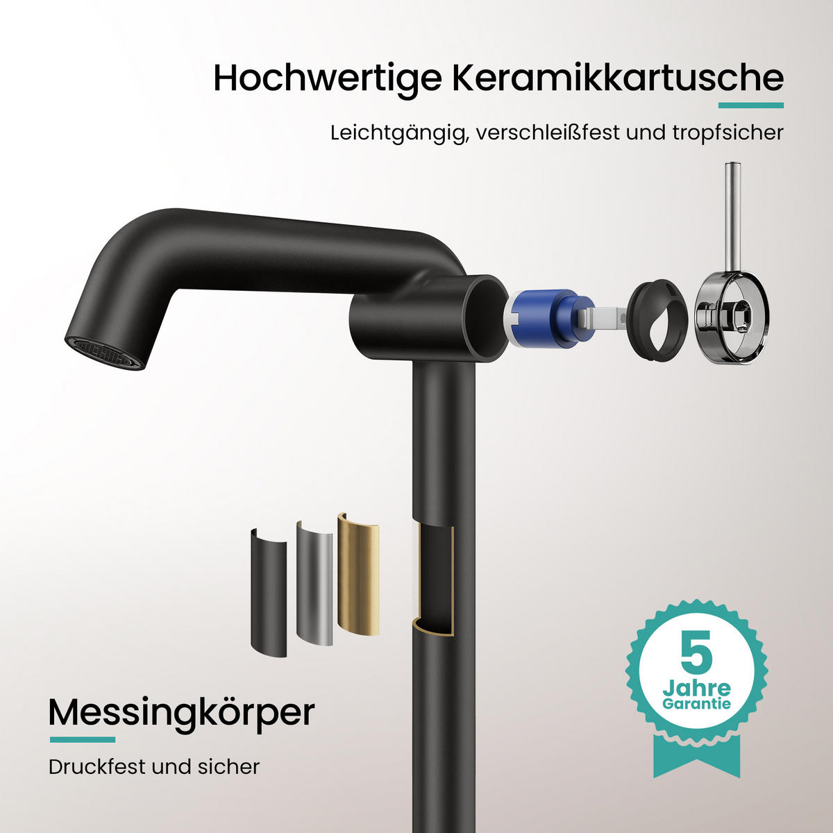 WASCHTISCHARMATUR Wasserzulaufrohr aus Edelstahl Schwarz Matt 26cm - Schwarz, Metall (22/7.6/33.2cm) - EMKE