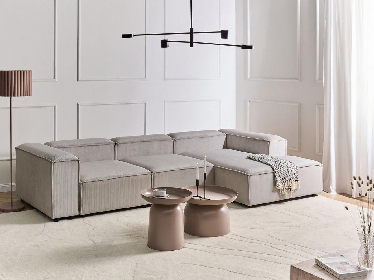 ECKSOFA Modul 4-Sitzer Cord Taupe linksseitig Ardal - Taupe, Textil (326/180cm) - Beliani