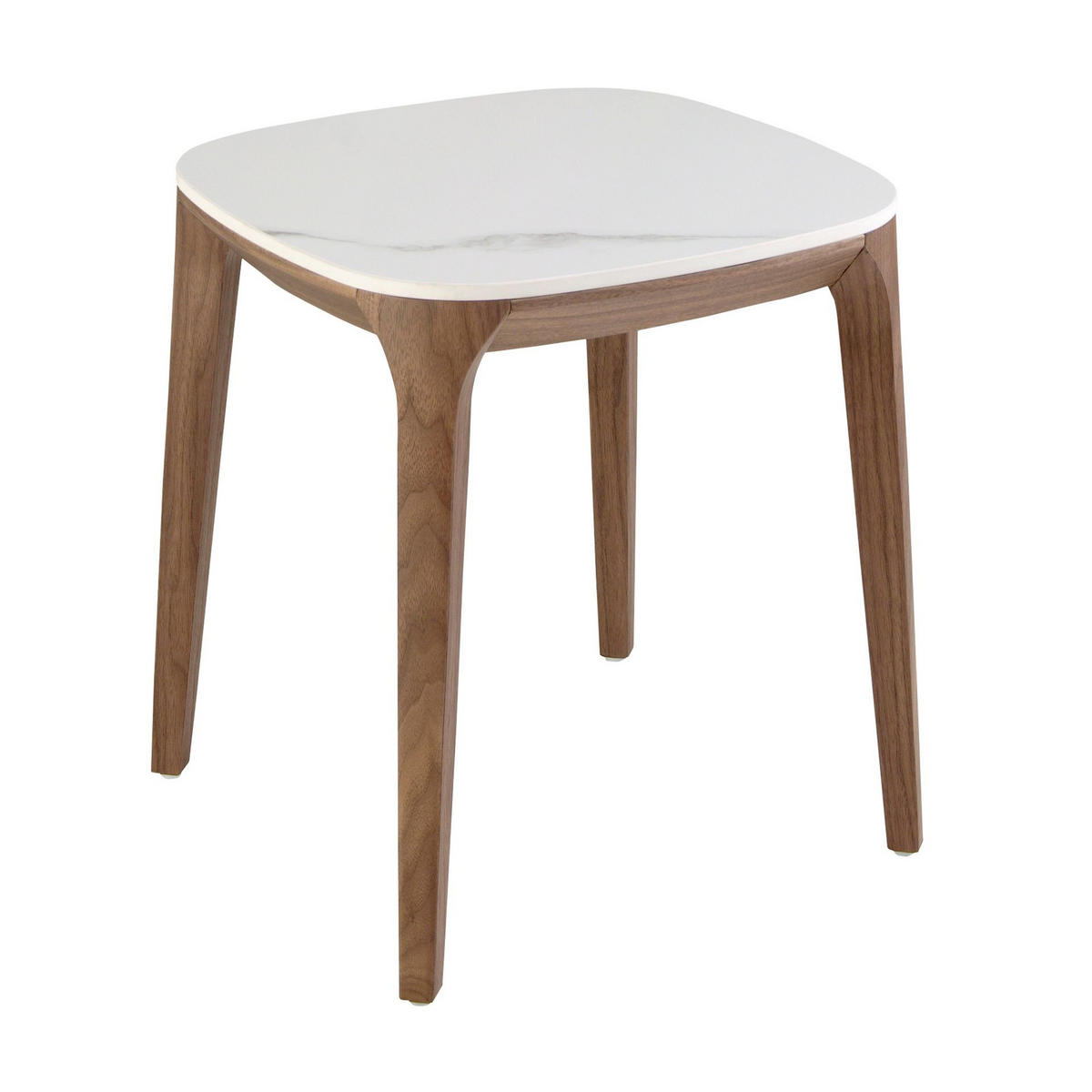 ECKTISCH Quadratischer Ecktisch aus Porzellanmarmor und Nussbaum 50/50/51 cm - Walnussfarben/Weiß, Keramik (50/50/51cm) - ANGEL CERDA