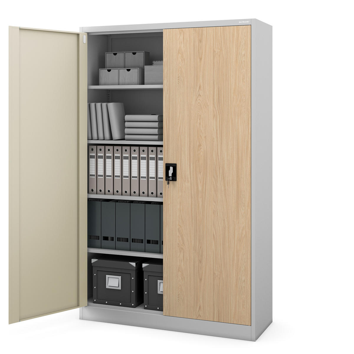 METALL-AKTENSCHRANK JAN II 185x115x40 cm - Grau/Sonoma Eiche, Metall (115/185/40cm) - Jan Nowak