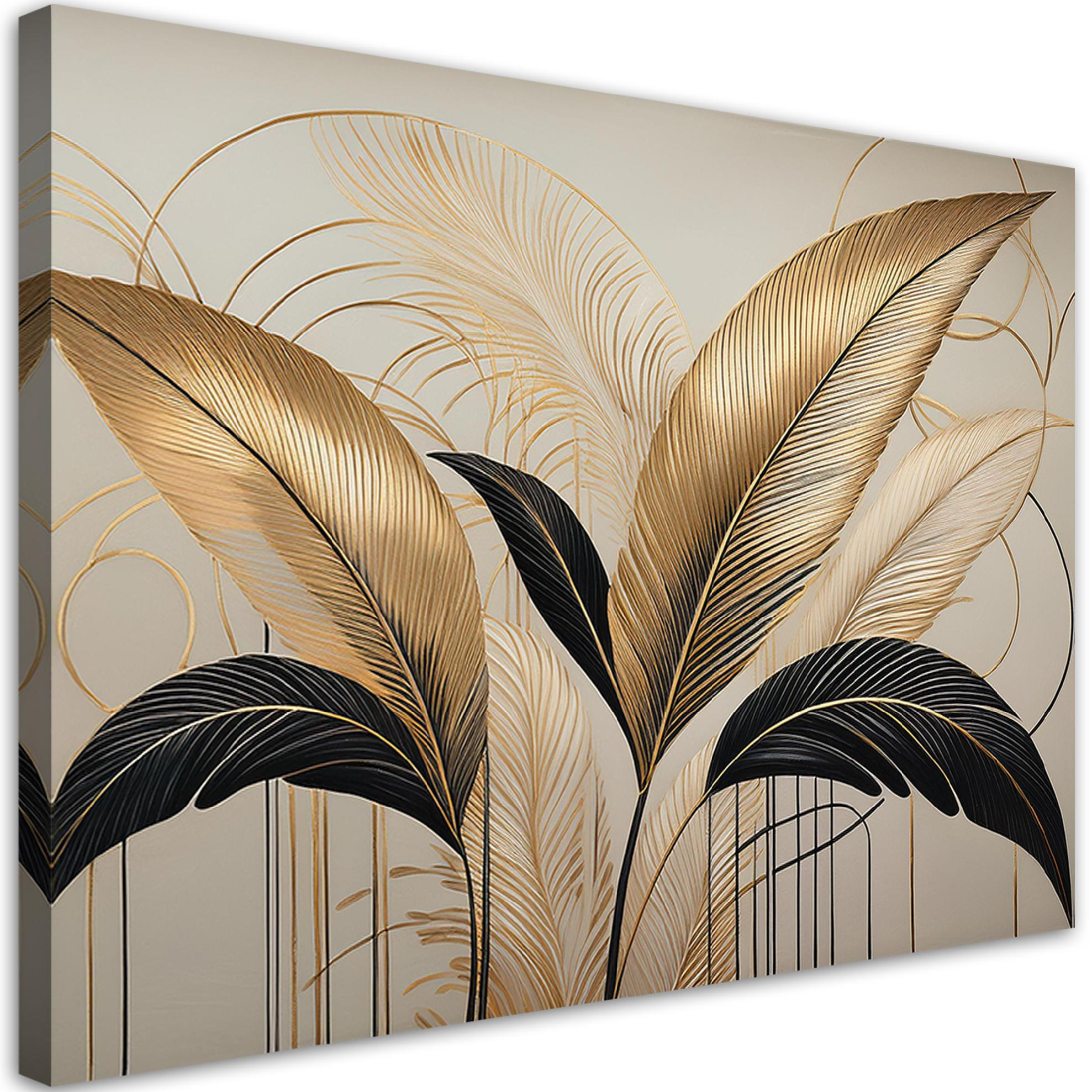 WANDBILD blätter boho botanik - Beige, Textil (60/40cm) - Feeby