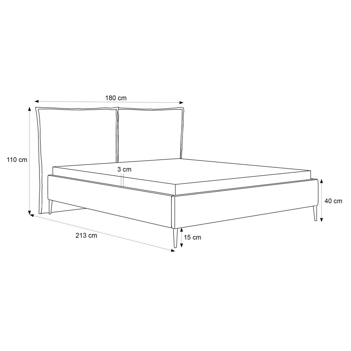 POLSTERBETT holzrahmen grau 160x200 ORION - Grau, Holzwerkstoff (160/200cm) - Compleo24