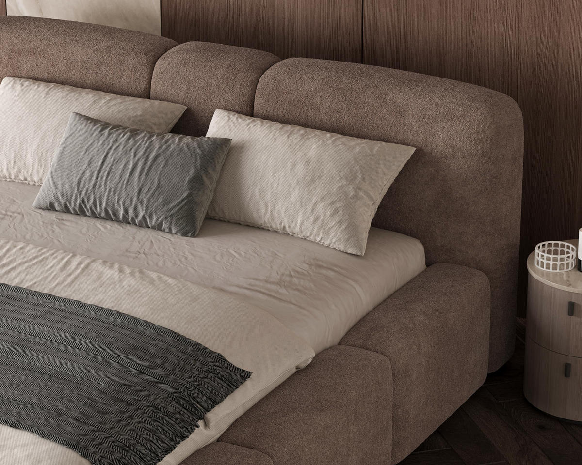 POLSTERBETT Monte140x200 cm- Bettkasten und Stauraum - Doppelbett mit Stabilem Metallrahmen - Monte-Stoff- Dunkelbraun - Dunkelbraun, Holzwerkstoff (140/200cm) - Chilly