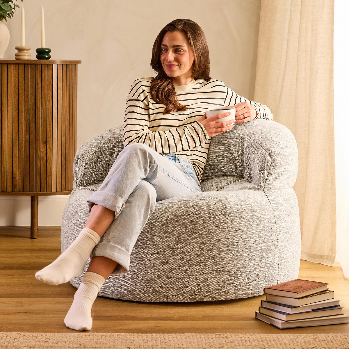 SITZSACK Orb - Beige, Textil (86/61/86cm) - icon