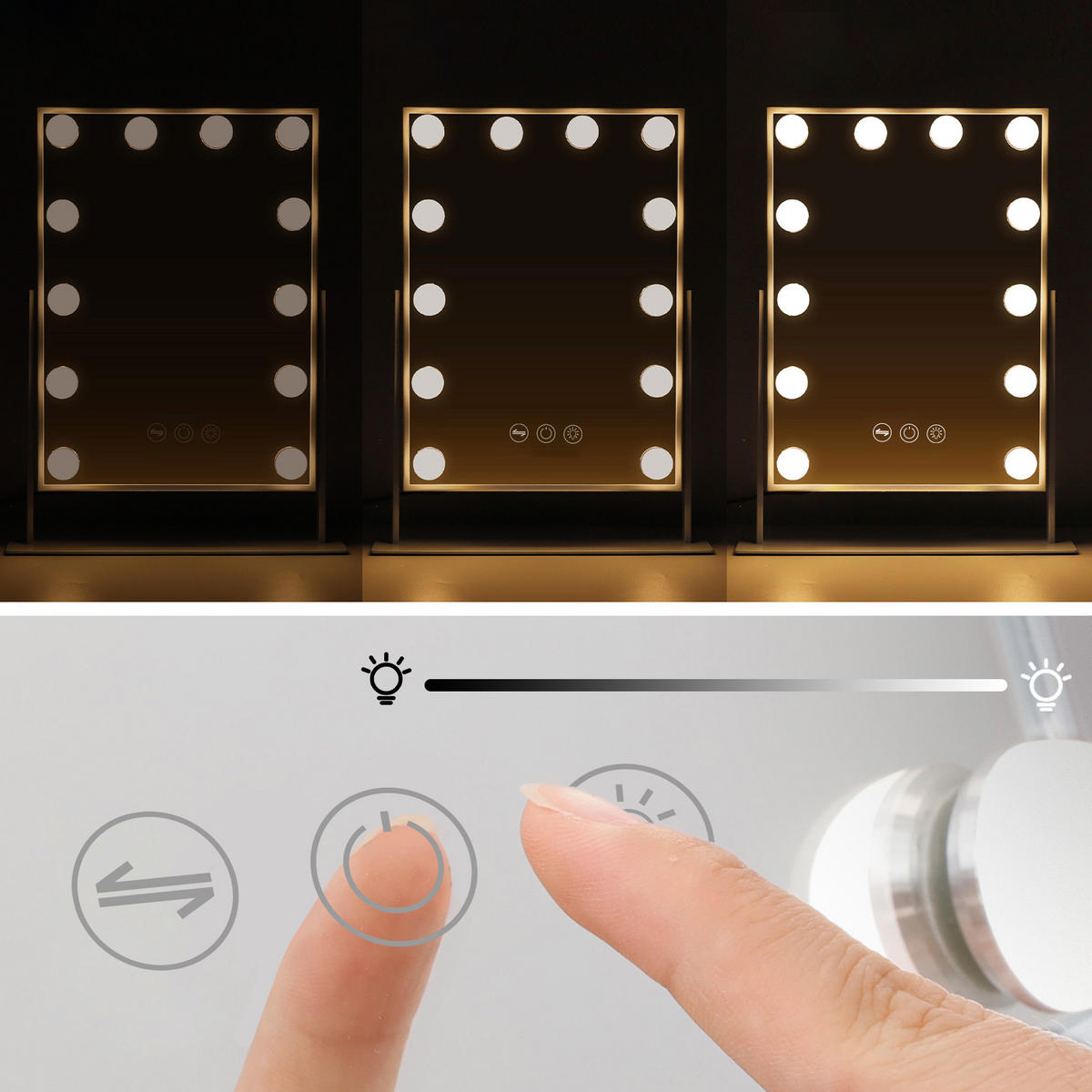 SCHMINKSPIEGEL mit LED-Beleuchtung weiß 30/41cm - Weiß, Metall (30/41/3cm) - VANITII