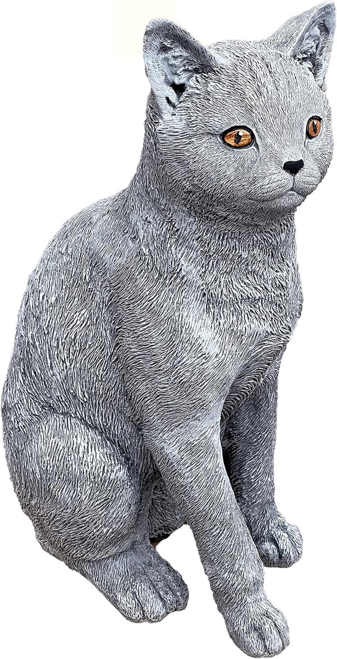STEINFIGUR grosse Katze sitzend, frostfest, massiv - Grau, Stein (18/39/27cm) - stoneandstyle