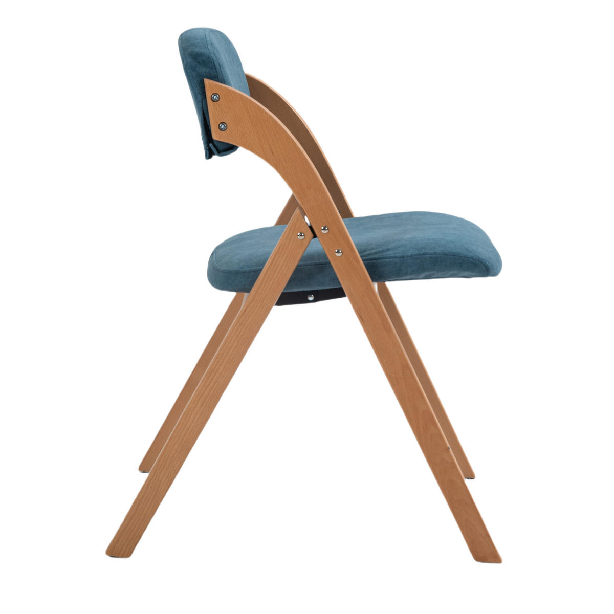 KLAPPSTUHL 2er-Set gepolstert Sitzhöhe 45 cm Buchenholz Blau - Blau, Holz (54/60/79cm) - Meubliv