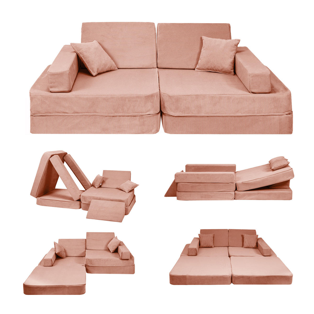KINDERSOFA, Angelove, Cordsamt, Ziegel - Dunkelorange, Textil (160/24/80cm) - MeowBaby