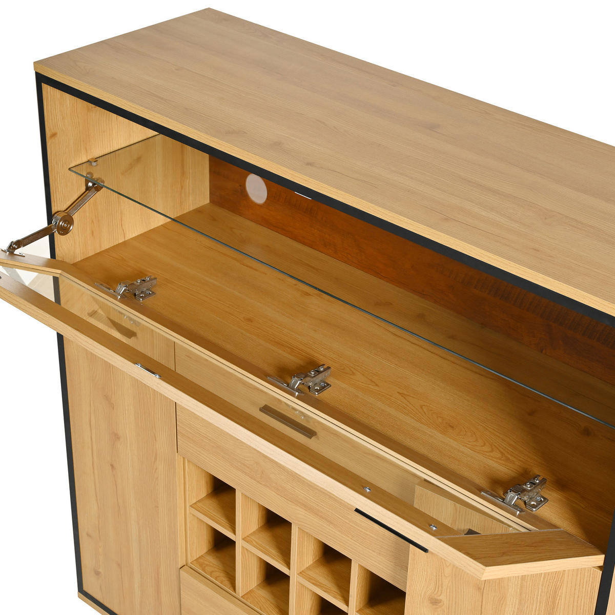 SIDEBOARD Weinschrank Glasregal Weinhalterung modern - Naturfarben, Holzwerkstoff (38/111/110cm) - FLIEKS