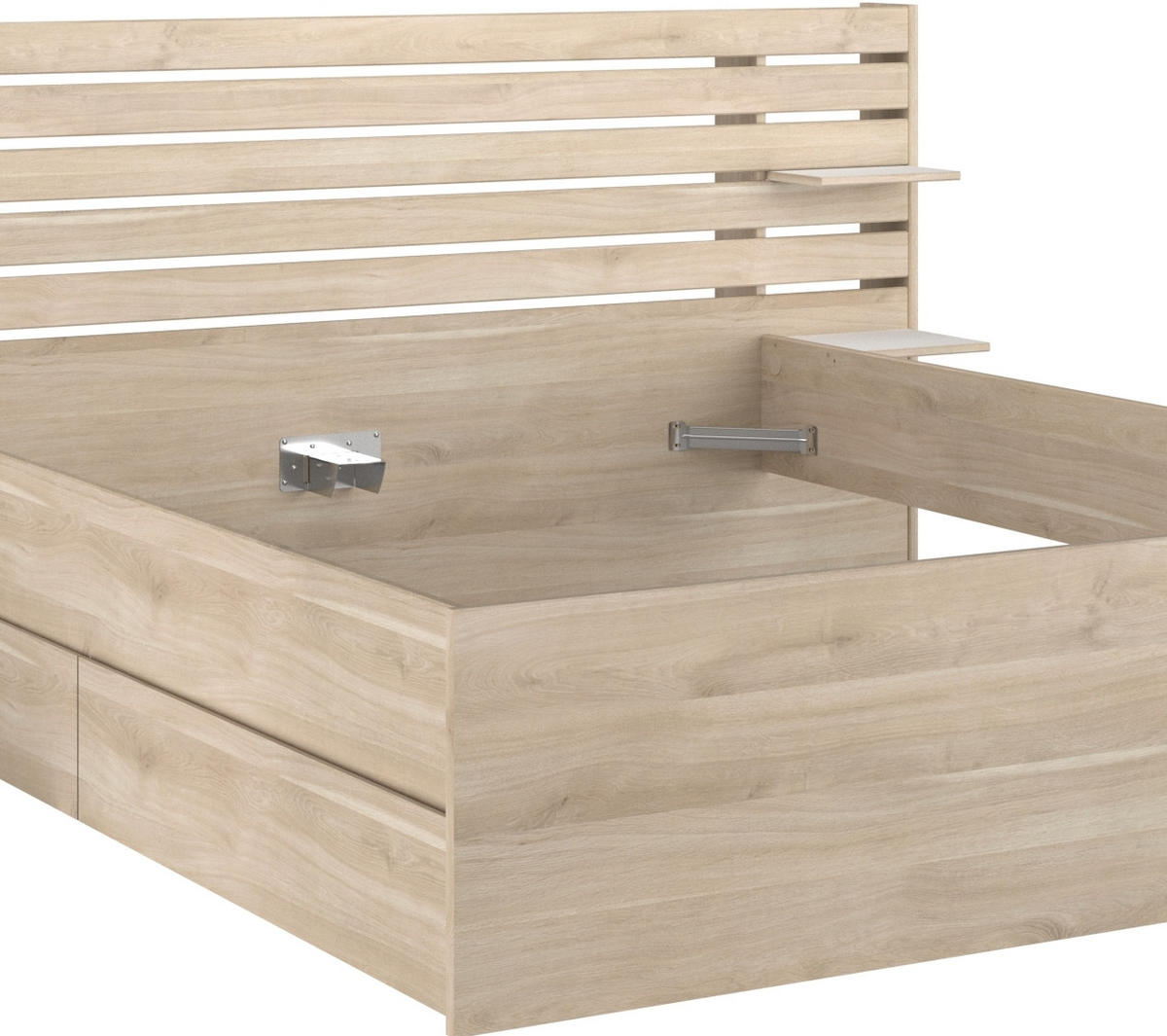 SCHLAFZIMMER Escale 21 in Japanische Eiche 4 teilig - mit 140er Doppelbett, zwei Bettschubkästen, Kleiderschrank - Braun, Holzwerkstoff (80/200/120cm)