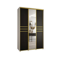 SCHWEBETÜRENSCHRANK 235,2/150/45 3-türig - Goldfarben/Schwarz, Holz/Metall (150/235/45cm) - Abiks Möbel