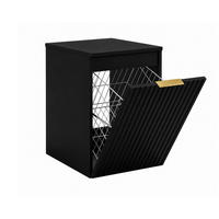 BADEZIMMERSCHRANK MIT WÄSCHEKORB: Schwarz / Platte Schwarz, Griff Gold, 40 x 46 x 58,6 cm - Schwarz, Holzwerkstoff (40/58.6/46cm) - 3XE LIVING