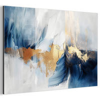 METALLBILD Gold - Blau - Aquarell - Kunst - Modern 120x80 cm - Hellblau, Metall (120/80cm) - MuchoWow
