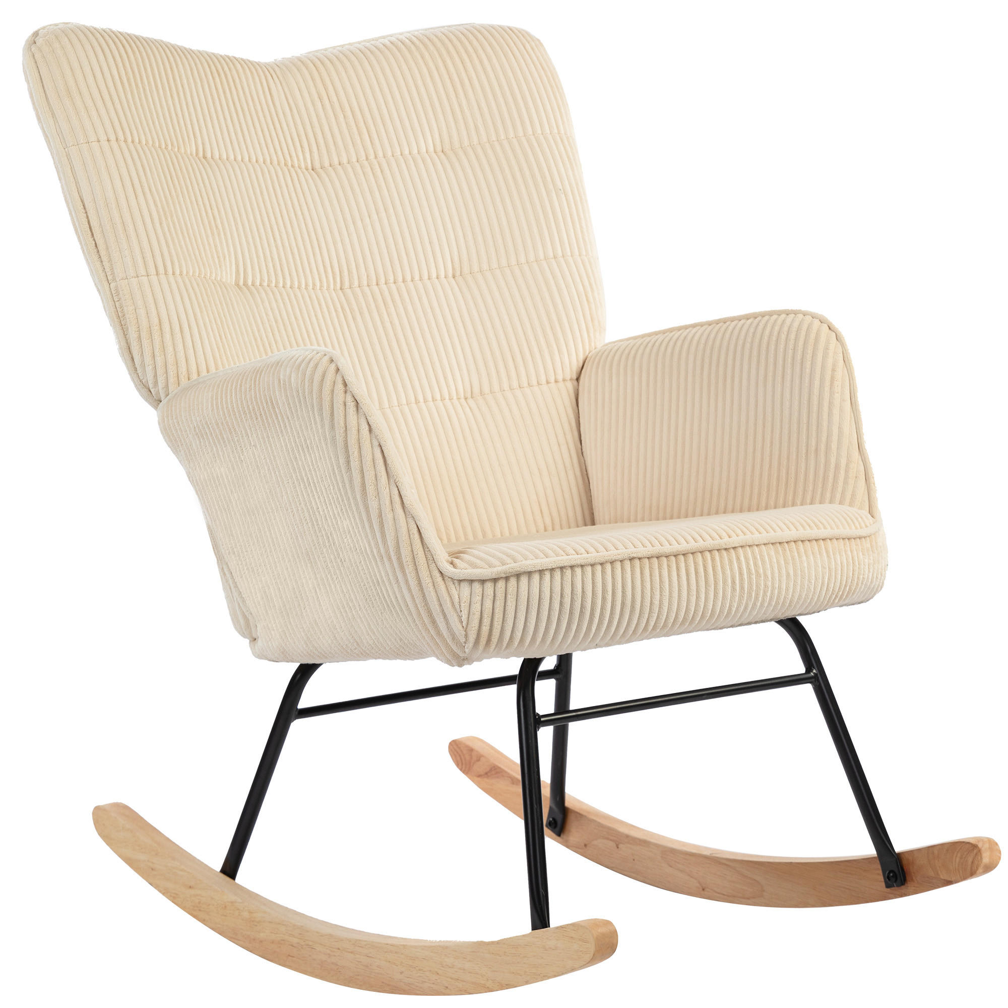 SCHAUKELSTUHL, mit Samtoptik, Armlehne - Beige, Kunststoff (98/101/71cm) - HOMCOM