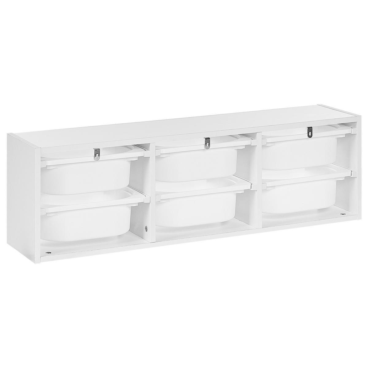 FALI POLC tárolódobozokkal Fehér Tobin - fehér, faalapú anyag (98/29/21cm) - Beliani