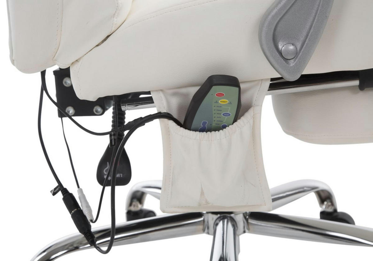 BÜROSTUHL Pacira, Kunstleder mit Massagefunktion Weiß - Weiß, Textil/Metall (68/127/64cm) - TPFLiving