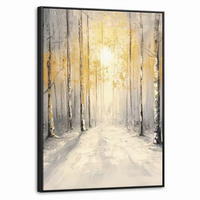 LEINWAND Bilder mit Rahmen - Winter - Abstrakt - Schnee - Natur - Sonne - 70x100 - Grau, Textil (70/100cm) - MuchoWow