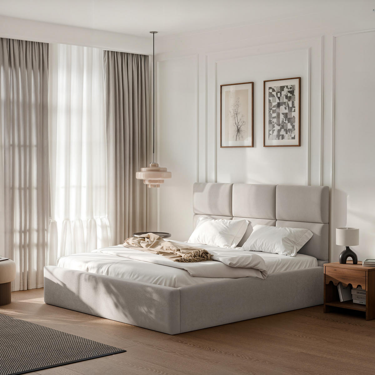 POLSTERBETT FORS 160/200 cm Bettkasten, Grau - Grau, Holzwerkstoff/Textil (160/200cm) - Idohome