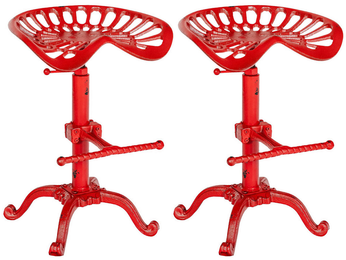 BARHOCKER 2er Set Metall Rot - Rot, Metall (44/56/34cm) - CLP