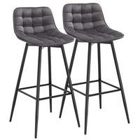 BARHOCKER 2er Set, Fußstütze, Samt, Dunkelgrau - Dunkelgrau/Schwarz, Textil/Metall (43/88/35.5cm) - Woltu