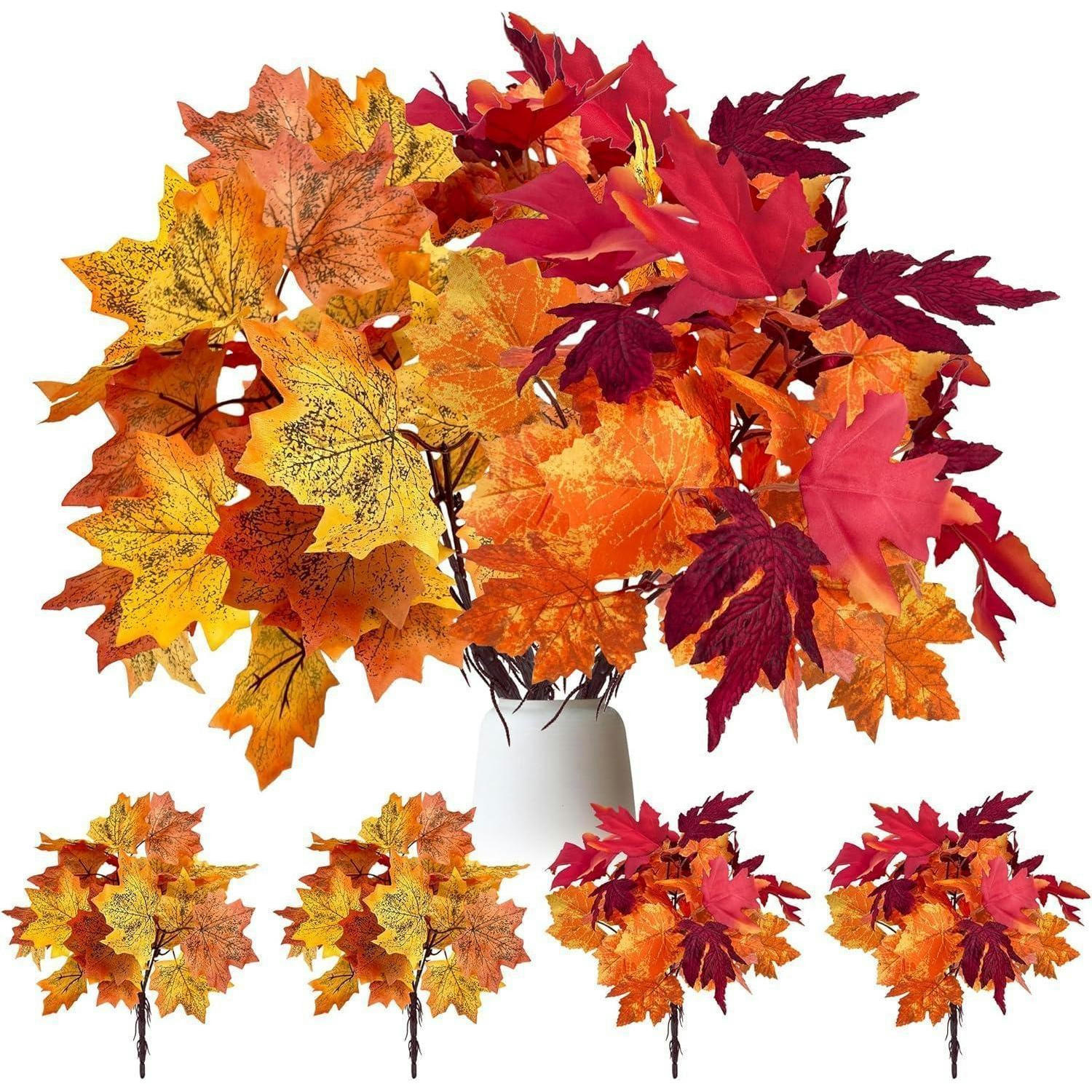 HERBSTSTRAUSS 4-teiliges Set Ahornblätter Orange 38 cm - Multicolor, Kunststoff (38cm)