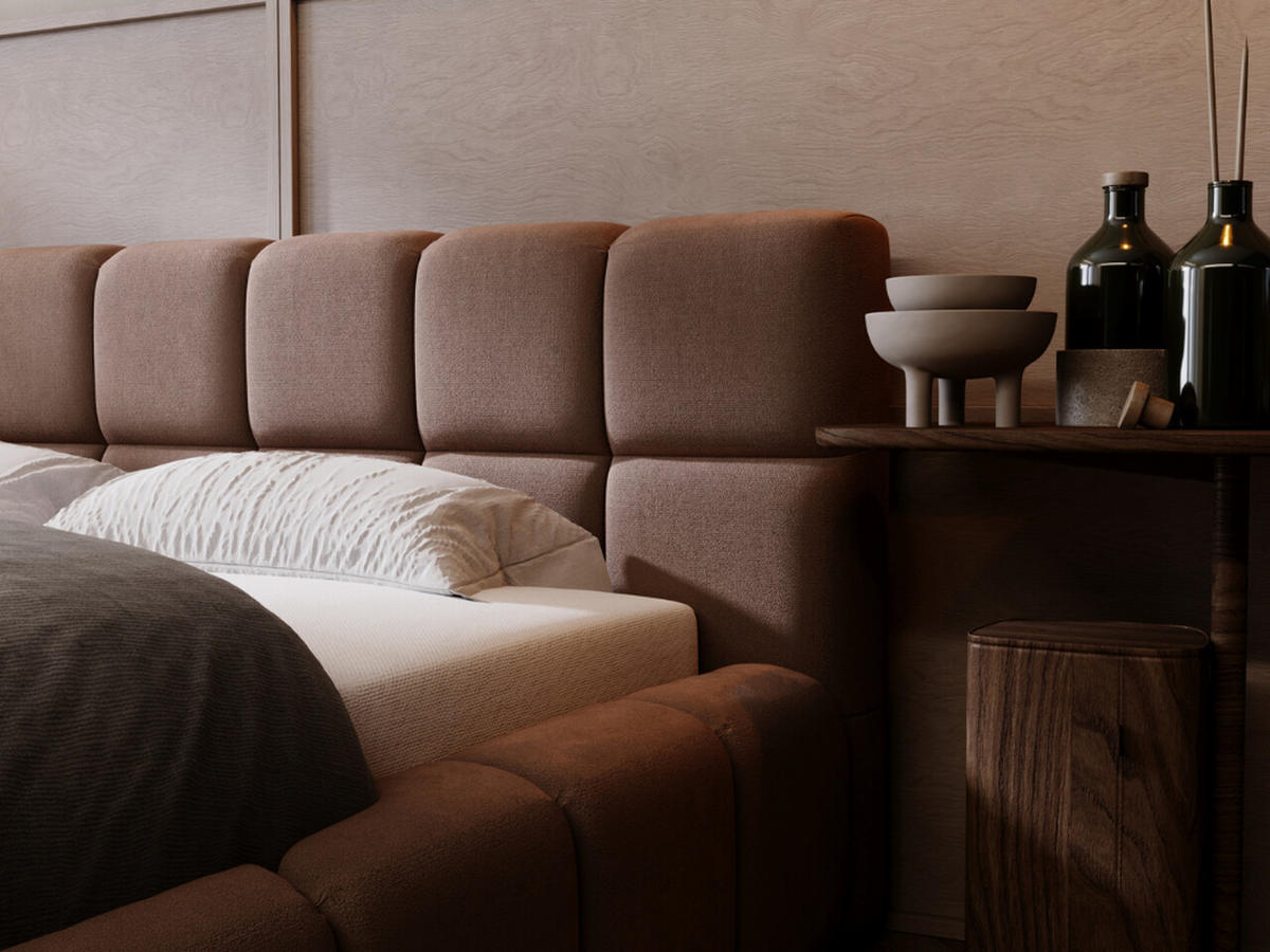 POLSTERBETT Alicante 140x200 Braun - Braun, Textil (140/200cm) - Graingold