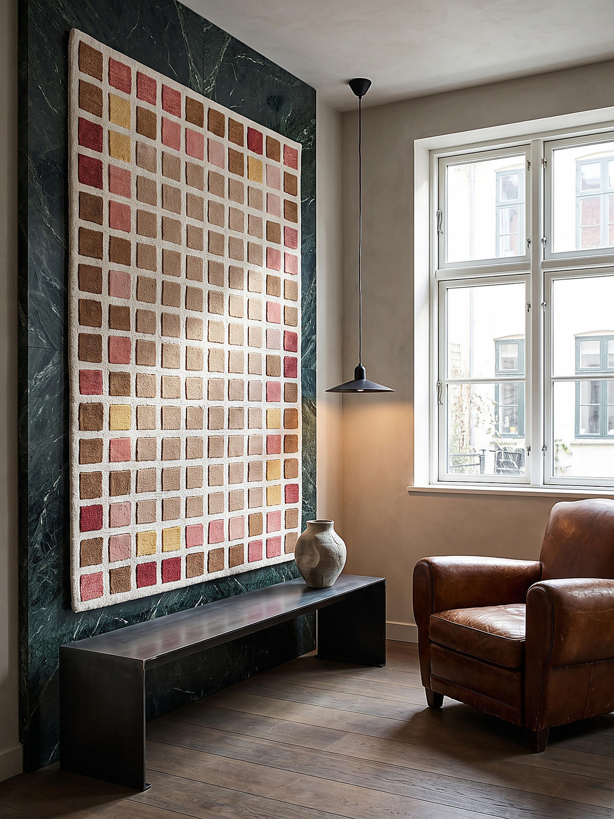 TEPPICH aus Wolle, handgetuftet, HAMPS, in Rosa, Quadratraster, 160 x 230 cm - Rosa, Textil (160/230cm) - KADIMA DESIGN
