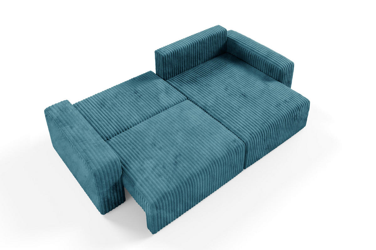 ECKSOFA mit Schlaffunktion Cord Türkis - Türkis, Textil (244/149cm) - Furnisell