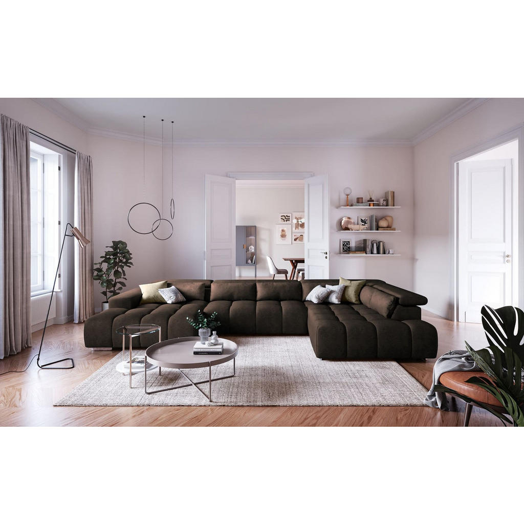 Thumbnail - Cotta Wohnlandschaft, Braun, Textil, Echtholz,Buche, U-Form,L-Form, 225x73x409 cm, Wohnzimmer, Sofas & Couches, Wohnland...