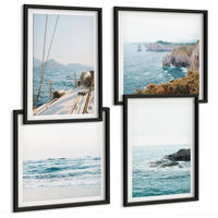 BILDER SET 4er Set - 50x50 cm & 40x60 cm Schwarzer Rahmen - Küstenlandschaftsblick - Schwarz, Kunststoff (50/50cm) - TULUP