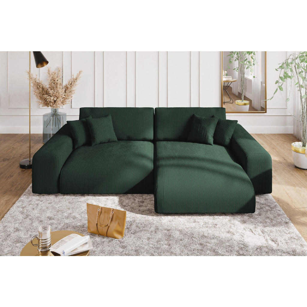 Thumbnail - luma-home Ecksofa, Grün, Textil, 3-Sitzer, Füllung: Polyurethan (Pur), Eckteil, L-Form,L-Form, 255x165 cm, Wohnzimmer, S...