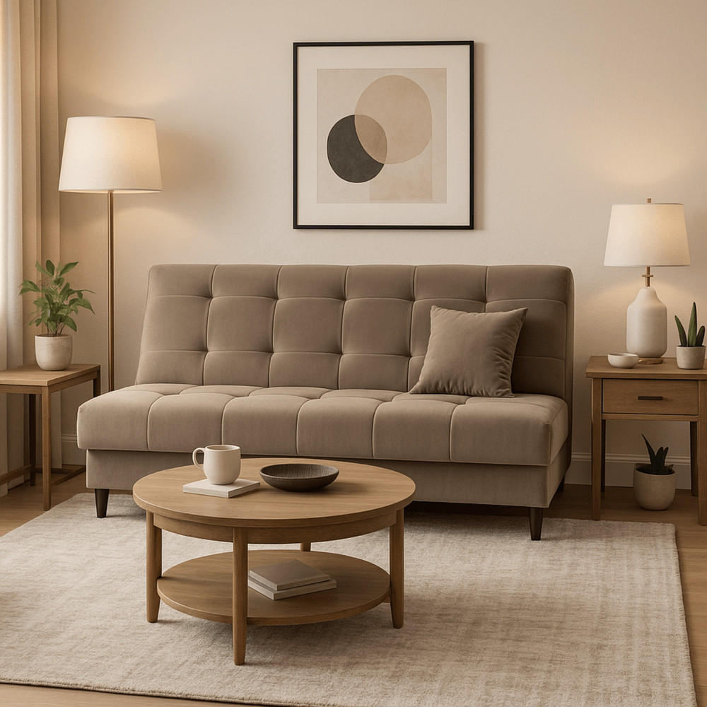 SOFA LIMA ausziehbar mit Schlaffunktion Beige - Braun, Holz/Textil (186/95/84cm) - makarowski meble