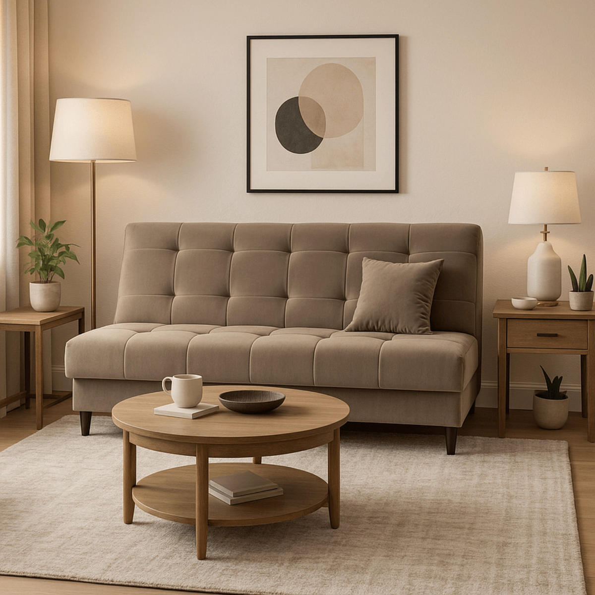 SOFA LIMA ausziehbar mit Schlaffunktion Beige - Braun, Holz/Textil (186/95/84cm) - makarowski meble