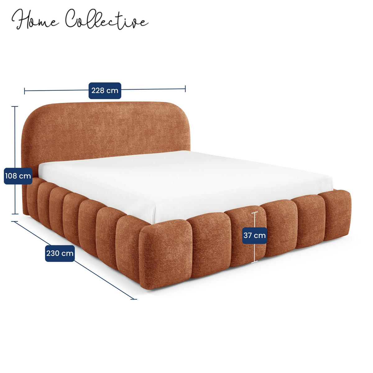 POLSTERBETT mit Stauraum 200x200 cm in Orange - Rostfarben, Textil (200/200cm) - Home Collective