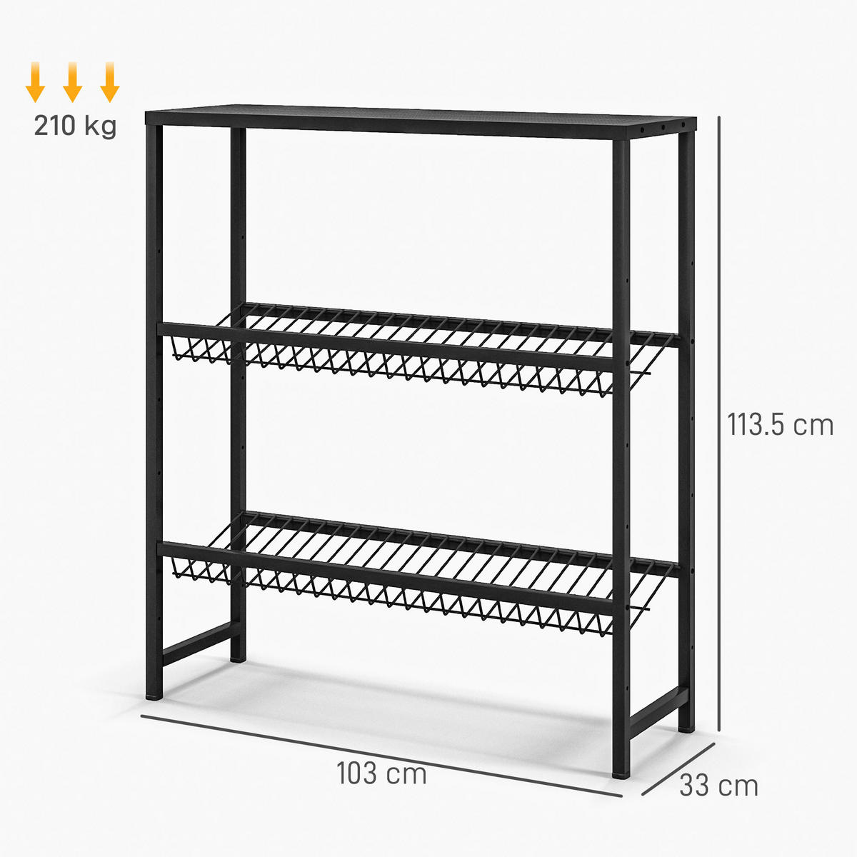 GETRÄNKEKISTENREGAL für 6 Kisten, Getränkeregal mit Verstellbar Regalhöhe - Schwarz, Metall (33/113.5/103cm) - HOMCOM