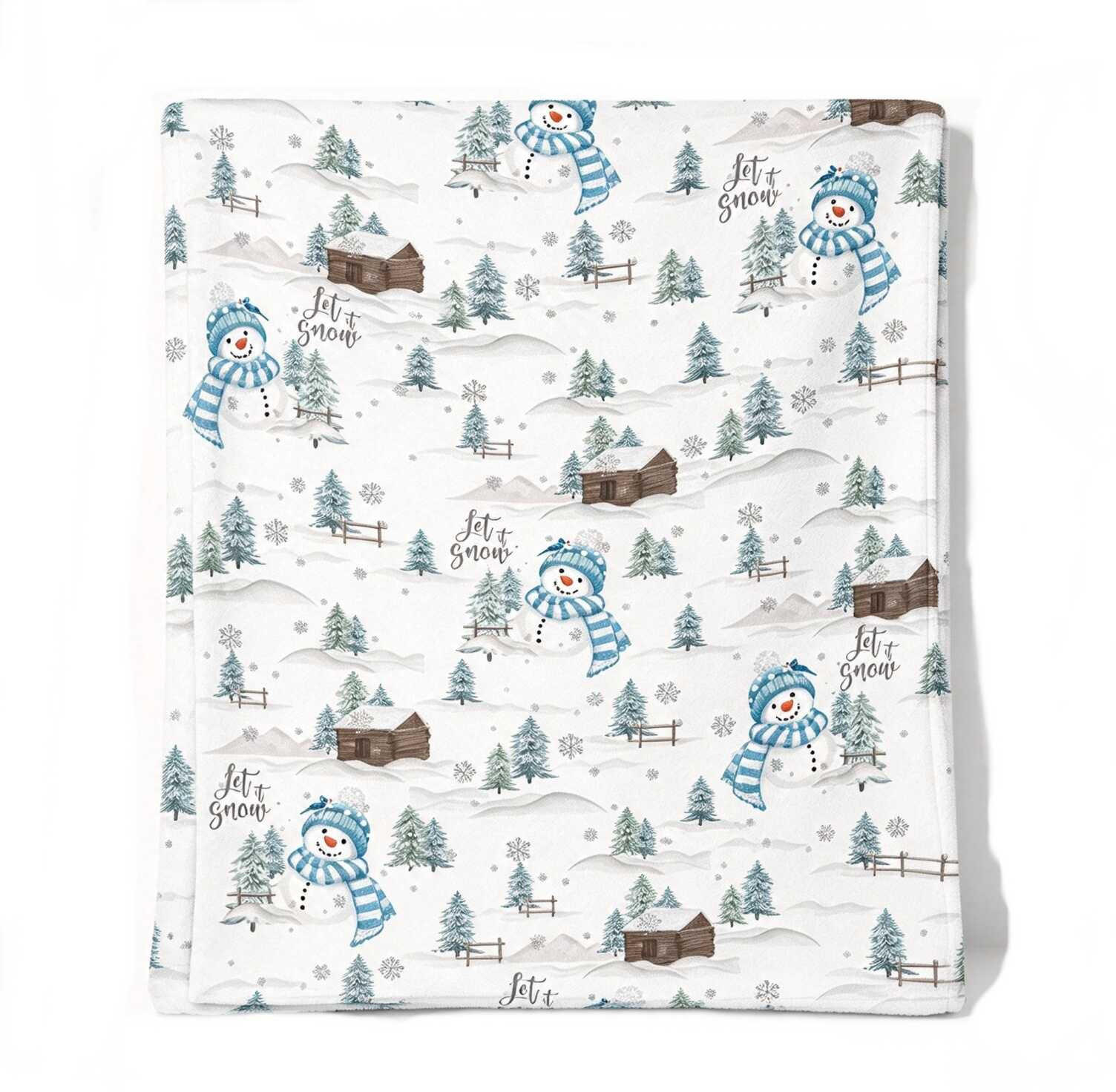 DECKE – Weihnachtsschneemann – 150 x 130 cm – Weiß - Weiß, Textil (150/130cm)