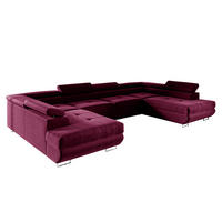 PANORAMASOFA Wilson 5 Sitzplätze Bordeaux - Rot, Holzwerkstoff (335/72/201cm) - Petits-meubles