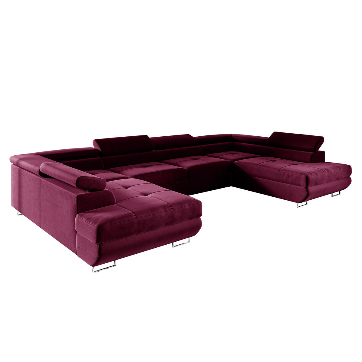 PANORAMASOFA Wilson 5 Sitzplätze Bordeaux - Rot, Holzwerkstoff (335/72/201cm) - Petits-meubles