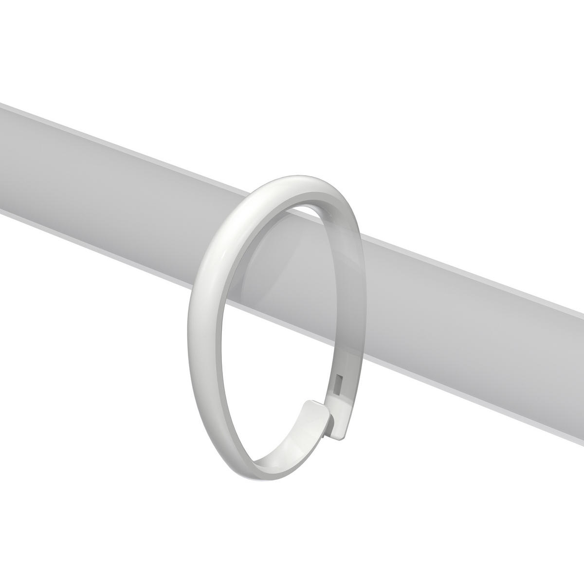 DUSCHVORHANGRINGE verschließbar 65/49 mm für Duschvorhangstange/Spannstange, Weiß, Packung 10 Stück - Weiß, Kunststoff (35cm) - INTERDECO
