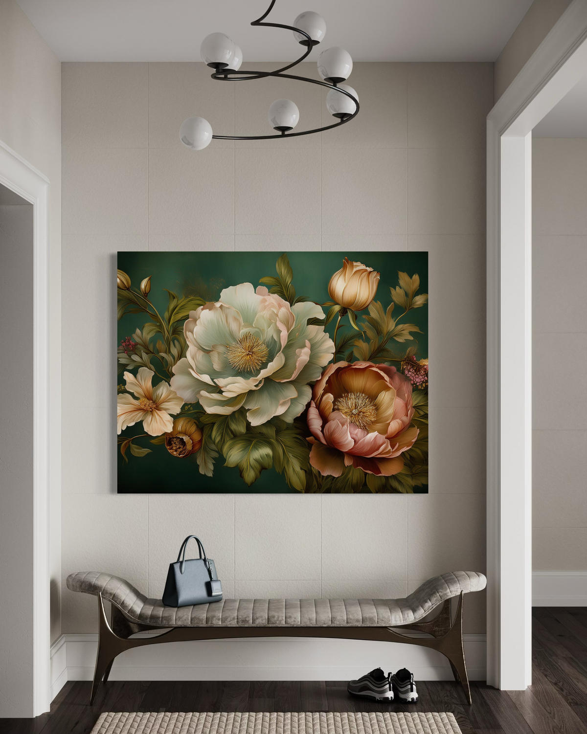 WANDBILD natur laubblumen botanicals - Grün, Textil (60/40cm) - Feeby