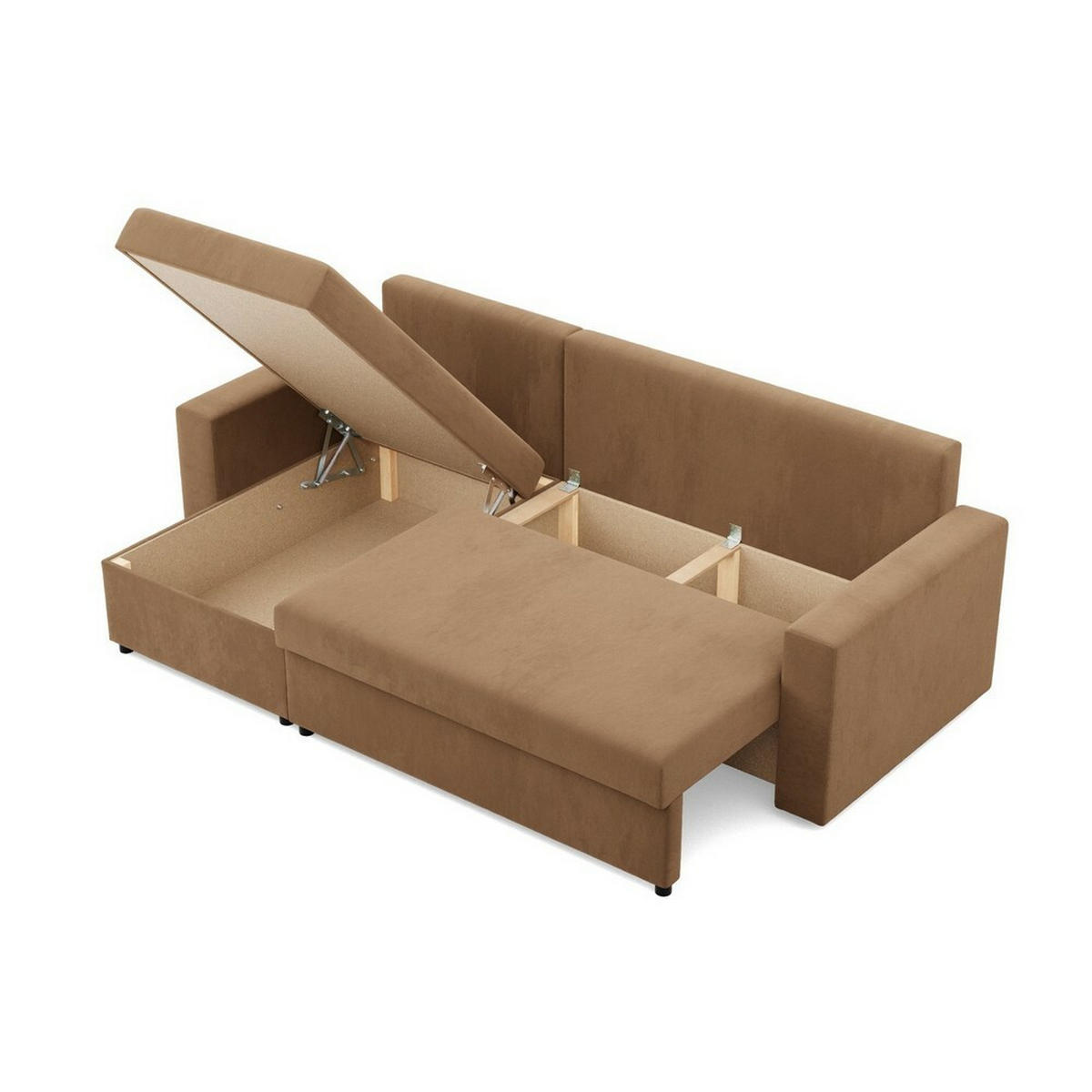 ECKSOFA Neo mit gerader Armlehnen cappuccino - Cappuccino, Textil (231/140cm) - SIMKAM Furniture