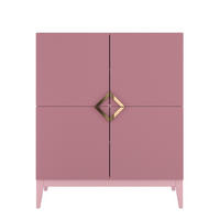 HIGHBOARD Demi High, Pink-Gold, Mit Gefrästen Fronten, Massive Buche - Rosa, Holz/Holzwerkstoff (100.5/120.5/42cm) - Visby